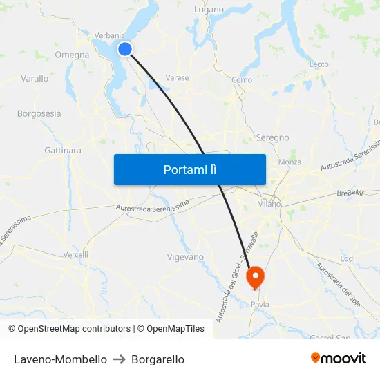Laveno-Mombello to Borgarello map