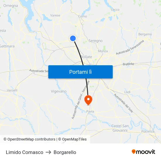 Limido Comasco to Borgarello map
