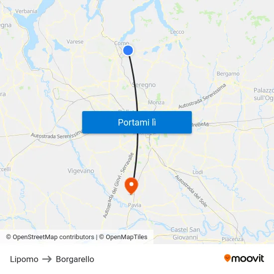 Lipomo to Borgarello map
