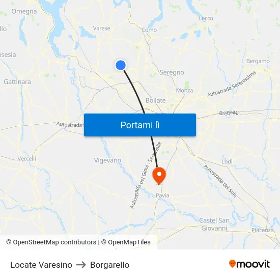 Locate Varesino to Borgarello map