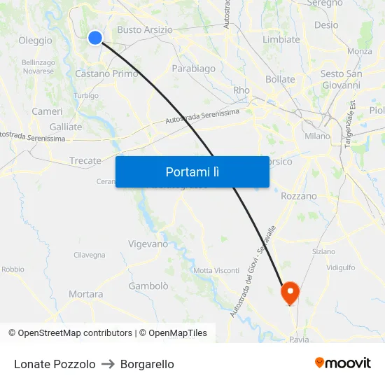 Lonate Pozzolo to Borgarello map