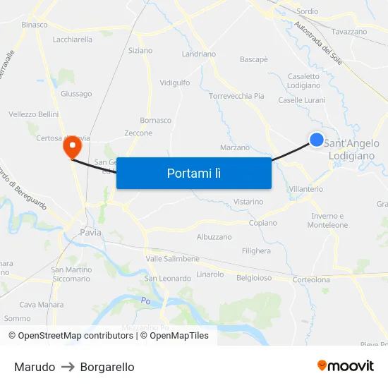 Marudo to Borgarello map