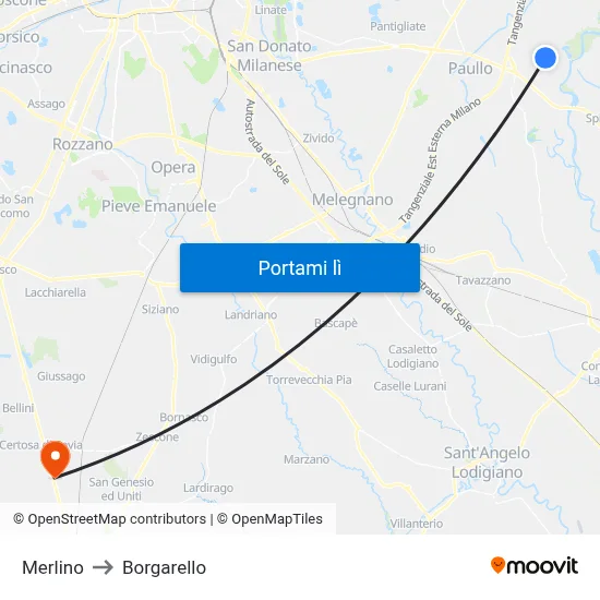 Merlino to Borgarello map