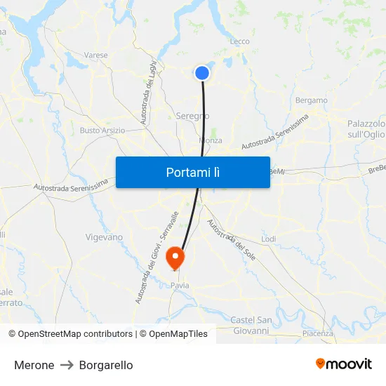 Merone to Borgarello map