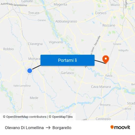 Olevano Di Lomellina to Borgarello map