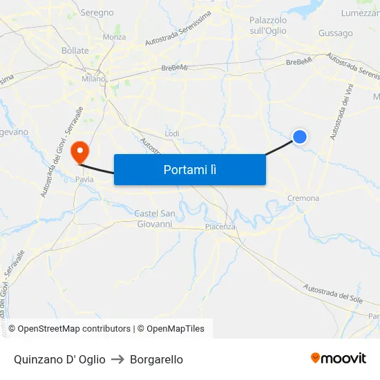 Quinzano D' Oglio to Borgarello map