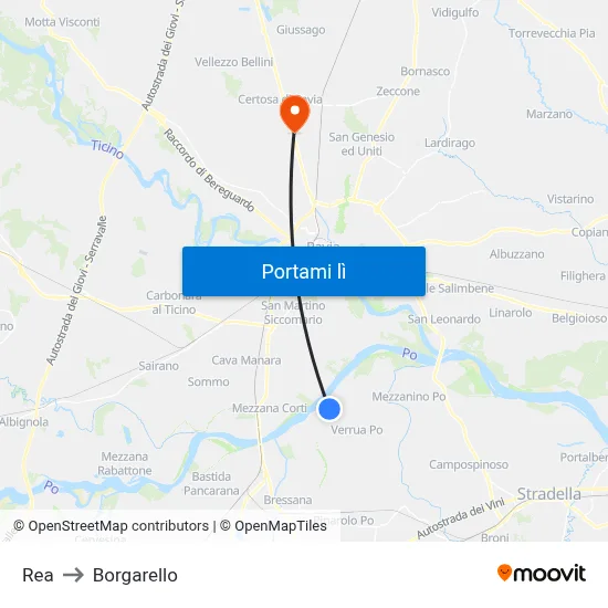 Rea to Borgarello map