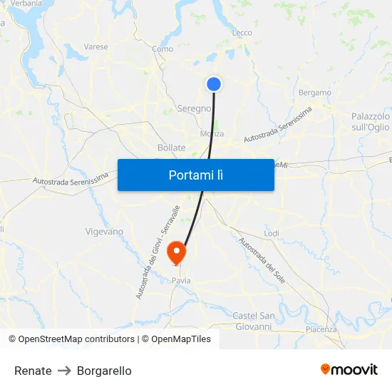 Renate to Borgarello map