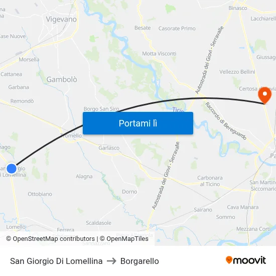 San Giorgio Di Lomellina to Borgarello map
