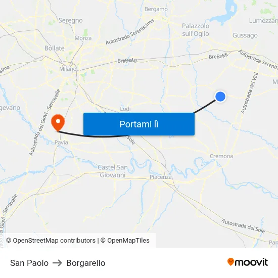 San Paolo to Borgarello map