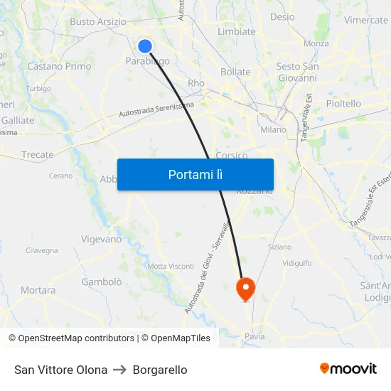 San Vittore Olona to Borgarello map