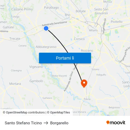 Santo Stefano Ticino to Borgarello map