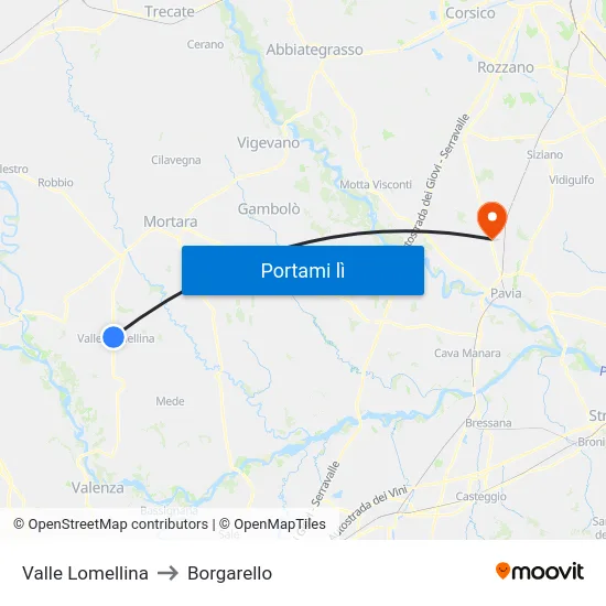 Valle Lomellina to Borgarello map