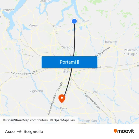 Asso to Borgarello map