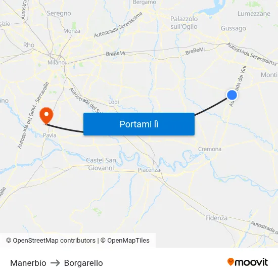 Manerbio to Borgarello map
