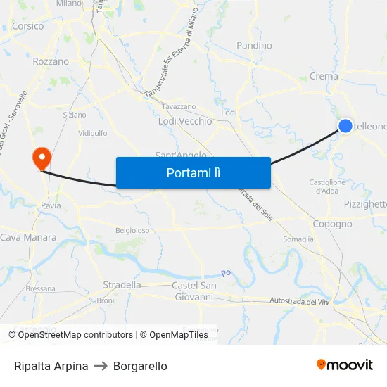 Ripalta Arpina to Borgarello map