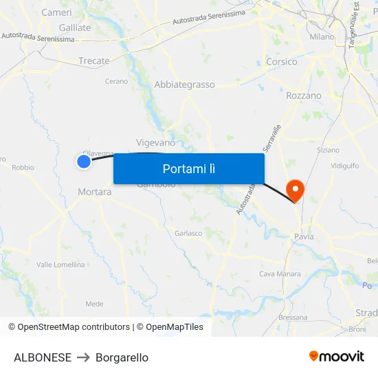 ALBONESE to Borgarello map