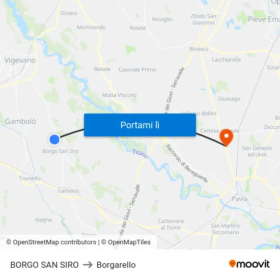 BORGO SAN SIRO to Borgarello map