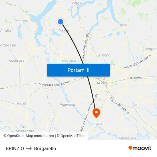 BRINZIO to Borgarello map
