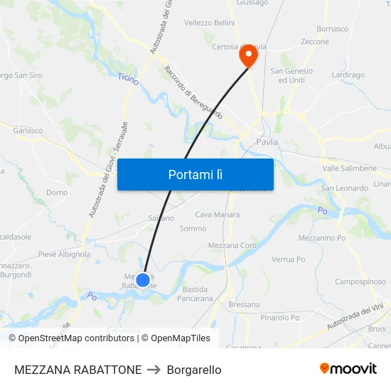 MEZZANA RABATTONE to Borgarello map