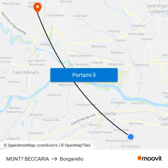 MONT? BECCARIA to Borgarello map