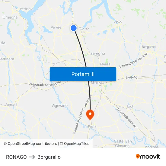 RONAGO to Borgarello map