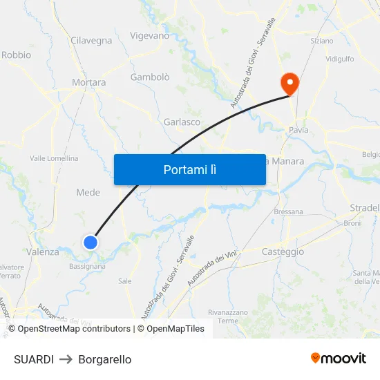 SUARDI to Borgarello map