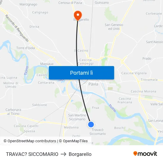TRAVAC? SICCOMARIO to Borgarello map