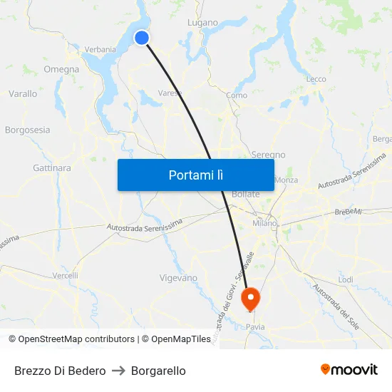 Brezzo Di Bedero to Borgarello map