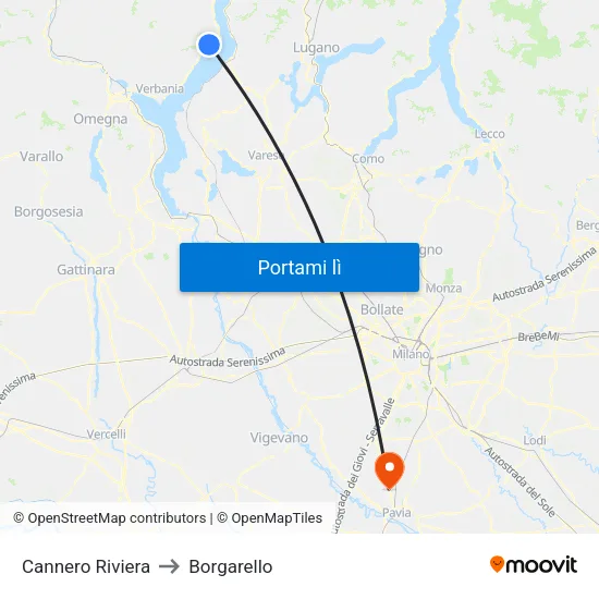 Cannero Riviera to Borgarello map