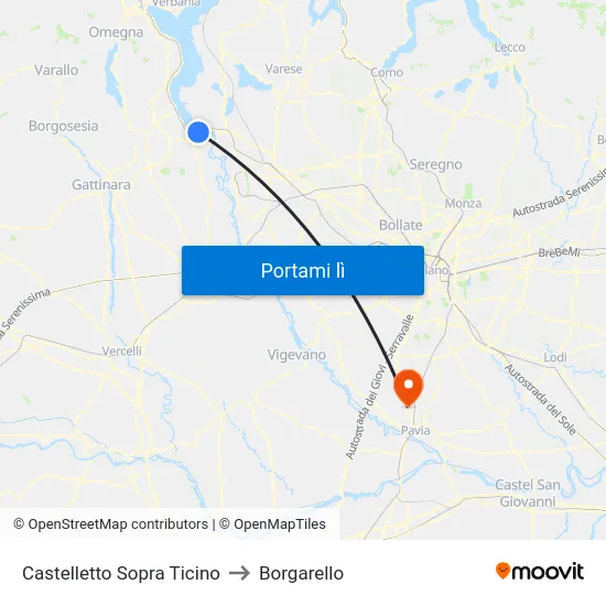 Castelletto Sopra Ticino to Borgarello map
