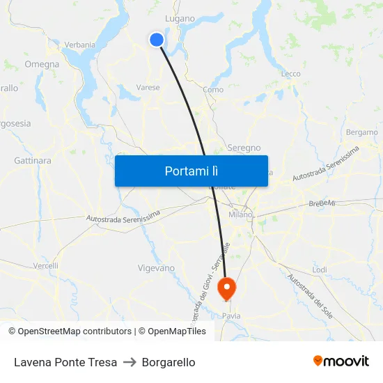Lavena Ponte Tresa to Borgarello map
