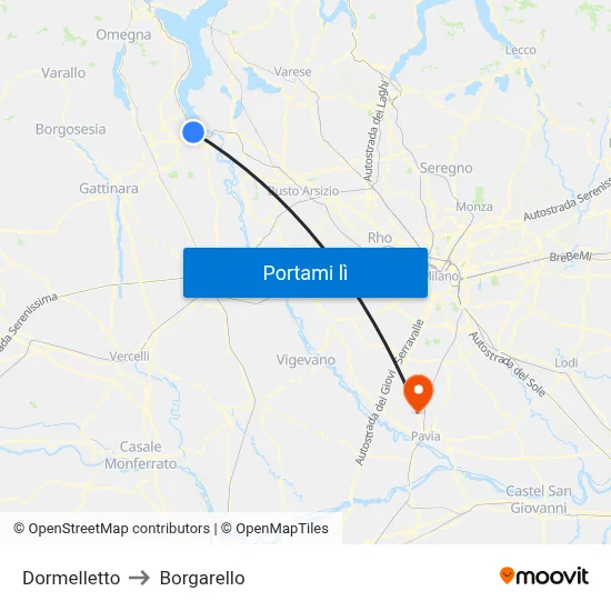Dormelletto to Borgarello map