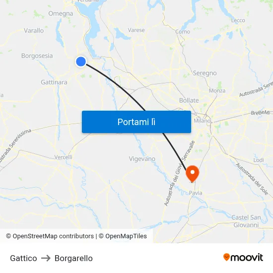 Gattico to Borgarello map