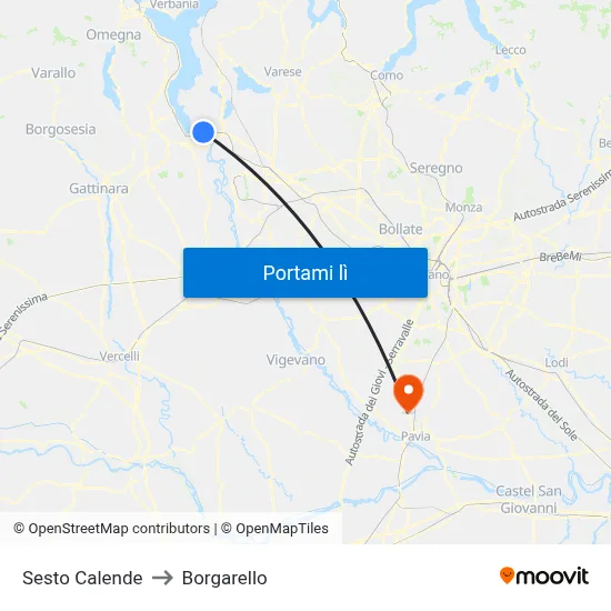 Sesto Calende to Borgarello map