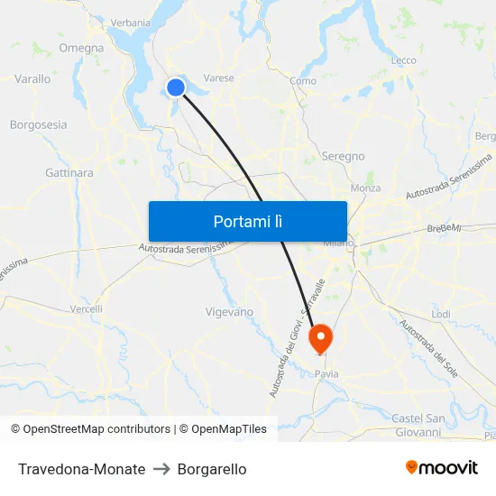 Travedona-Monate to Borgarello map