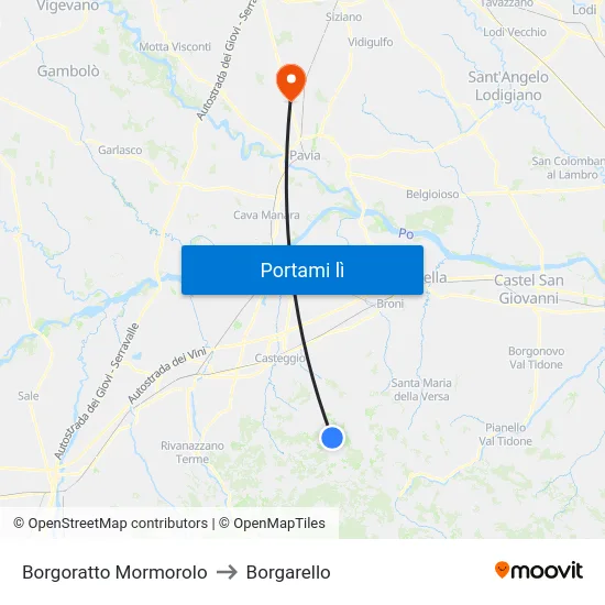 Borgoratto Mormorolo to Borgarello map