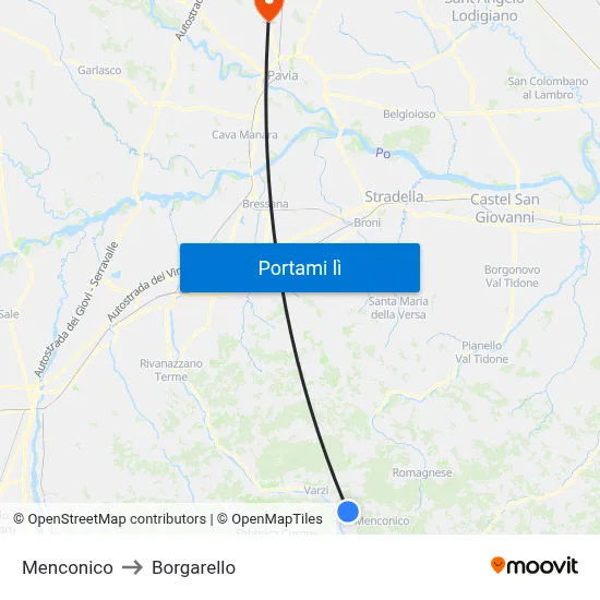 Menconico to Borgarello map