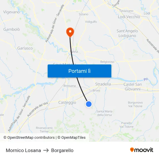 Mornico Losana to Borgarello map