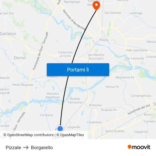 Pizzale to Borgarello map