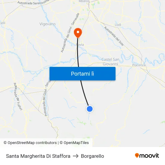 Santa Margherita Di Staffora to Borgarello map