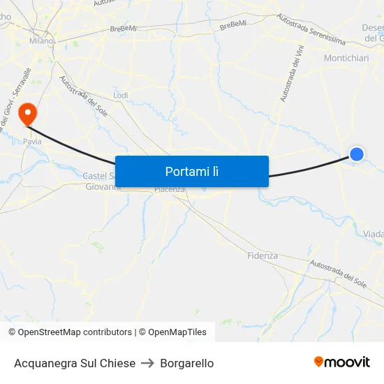 Acquanegra Sul Chiese to Borgarello map