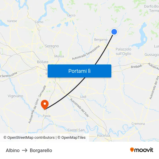 Albino to Borgarello map