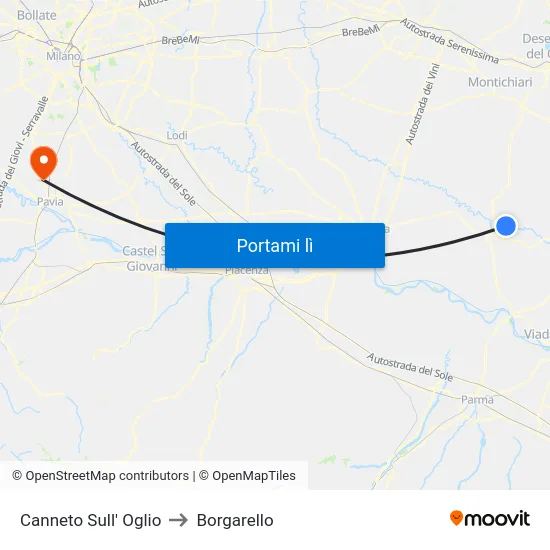 Canneto Sull' Oglio to Borgarello map
