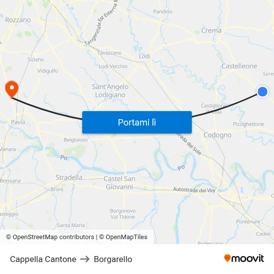 Cappella Cantone to Borgarello map