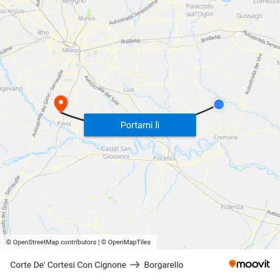 Corte De' Cortesi Con Cignone to Borgarello map