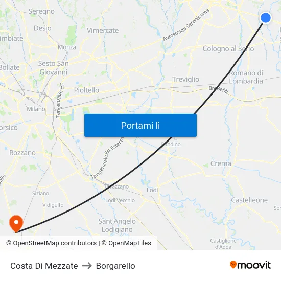 Costa Di Mezzate to Borgarello map
