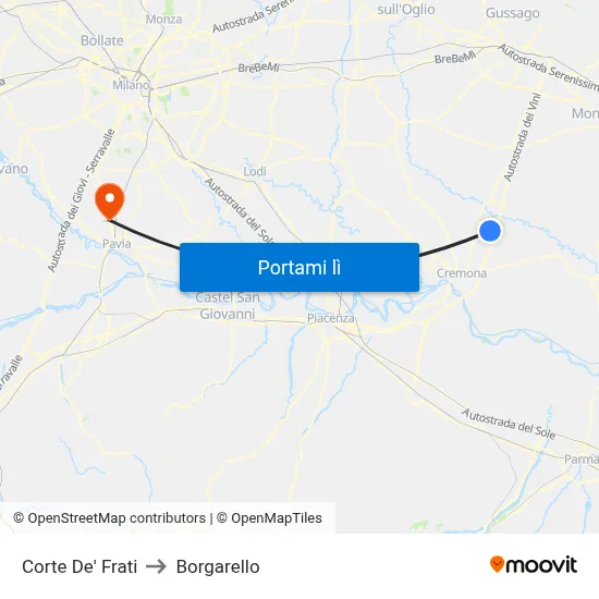 Corte De' Frati to Borgarello map