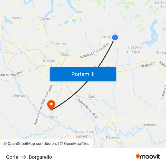 Gorle to Borgarello map