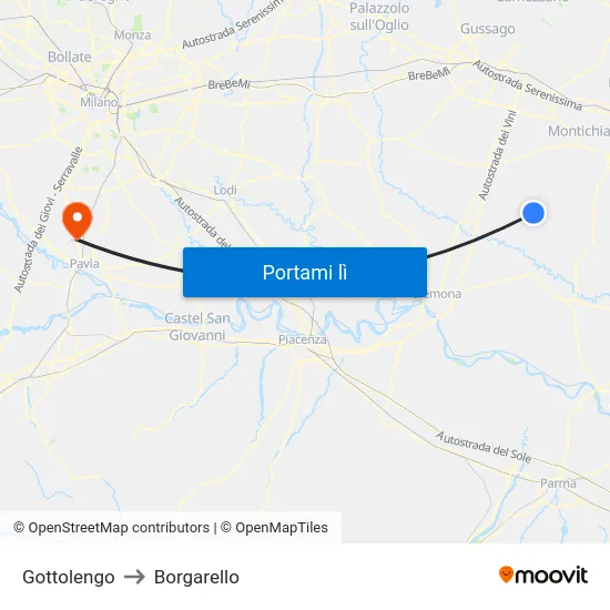 Gottolengo to Borgarello map